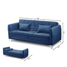 Sofá Cama Vitoria 2,00m 3 Lugares Suede Azul Adonai Estofados