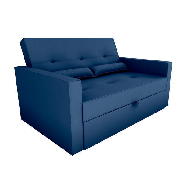 Sofá Cama You 146cm Reclinável Manual Suede Azul Marinho - Sa