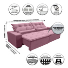 Sofá Canadá Retratil E Reclinavel 2,92 Mts Suede Rosa Carolin