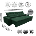 Sofá Canadá Retratil E Reclinavel 2,92 Mts Suede Verde Caroli