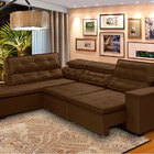 Sofá Canto Chaise 280 X 220 Cm Retrátil Mola Bonnel Pillow D2