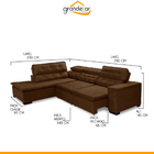 Sofá Canto Chaise 280 X 220 Cm Retrátil Mola Bonnel Pillow D2