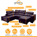 Sofá Canto Chaise E 227x300 Cm Retrátil Reclinável D28 Mola B