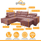 Sofá Canto Chaise E 227x300 Cm Retrátil Reclinável Mola Bonne