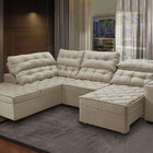 Sofá Canto Chaise E 227x300 Cm Retrátil Reclinável Mola Bonne
