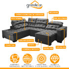 Sofá Canto Chaise E 227x300 Cm Retrátil Reclinável Mola Bonne