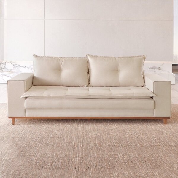 Sofá Caparaó 4 Lugares 220 Cm Linho Bege