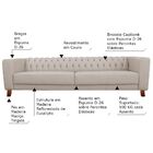 Sofá Capitonê 3 Lugares Sala De Estar Ravena 200cm Couro Off