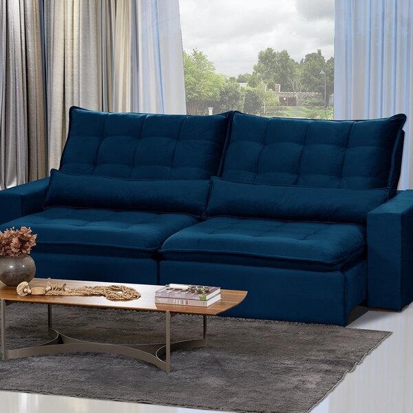 Sofá Ceará Modular 6 Lugares 290cm Retrátil E Reclinável Azul