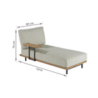 Sofá Chaise para Jardim 1 Lugar 75x160x80cm Madeira Teca e Alumínio Preto Calisto Naterial