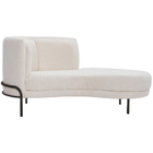 Sofá Chaise Direito Base Preto Penélope Bouclé Off White - Ne