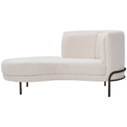 Sofá Chaise Esquerdo Base Preto Penélope Bouclé Off White - N