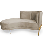 Sofá Chaise Esquerdo Sala De Estar Penélope Base Bronze Suede