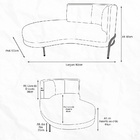 Sofá Chaise Esquerdo Sala De Estar Penélope Base Cobre Suede