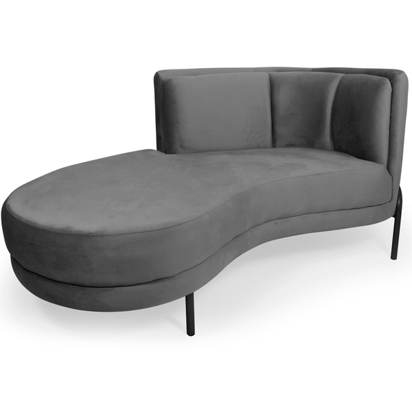 Sofá Chaise Esquerdo Sala De Estar Penélope Base Preto Suede