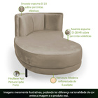 Sofá Chaise Esquerdo Sala De Estar Penélope Base Preto Suede