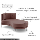 Sofá Chaise Lado Direito Downey Sala De Estar Veludo Rosê G15