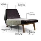 Sofá Chaise Longue Sala De Estar Vega D02 Linho Cinza B-439 C
