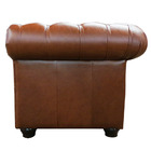 Sofá Chesterfield De Couro 3 Lugares Conhaque Com Brilho - Me