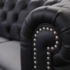 Sofá Chesterfield De Couro 3 Lugares Preto Pigmentado - Mempra