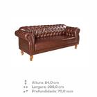 Sofá Chesterfield Duque 3 Lugares Couro Caramelo