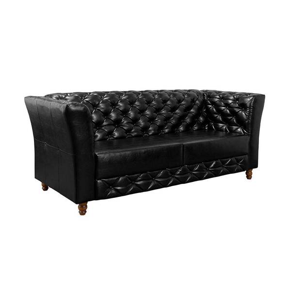 Sofá Chesterfield Em Courissimo 4 Lugares Preto