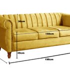 Sofá Chesterfield Realeza 3 Lugares Decoração Retrô Amarelo