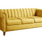 Sofá Chesterfield Realeza 3 Lugares Decoração Retrô Amarelo