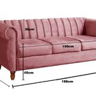 Sofá Chesterfield Realeza 3 Lugares Decoração Retrô Rosa