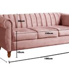 Sofá Chesterfield Realeza 3 Lugares Decoração Retrô Rose