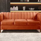 Sofá Chesterfield Realeza 3 Lugares Decoração Retrô Terracota