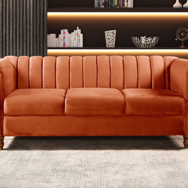 Sofá Chesterfield Realeza 3 Lugares Decoração Retrô Terracota