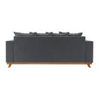 Sofá Cinza 4 Lugares Veludo Pés Em Madeira Cinza Chumbo Muniz