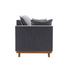 Sofá Cinza 4 Lugares Veludo Pés Em Madeira Cinza Chumbo Muniz