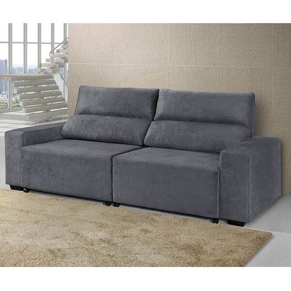 Sofá Coimbra Retrátil E Reclinável 4 Lugares - Golden - Cinza