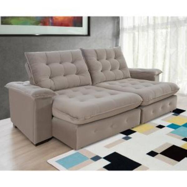 Sofá Coliseu 2,00m Retrátil E Reclinável Super Pillow  - Avelã