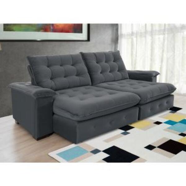 Sofá Coliseu 2.60m Retrátil E Reclinável Super Pillow - Chumbo