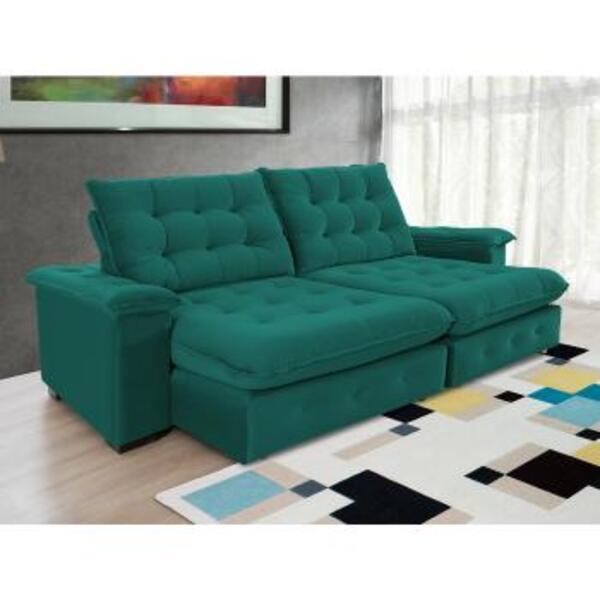 Sofá Coliseu 2.60m Retrátil E Reclinável Super Pillow - Verde