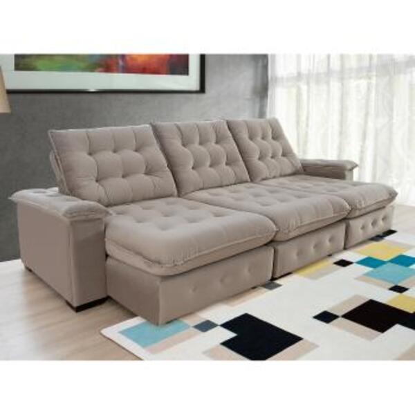 Sofá Coliseu 3.10m Retrátil E Reclinável Super Pillow - Avelã