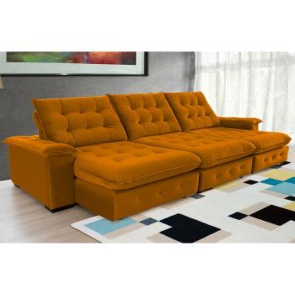Sofá Coliseu 3.70m Retrátil E Reclinável Super Pillow - Terra