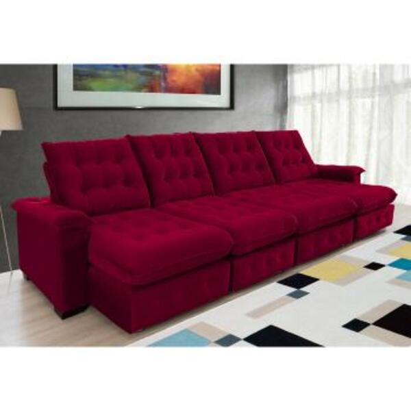 Sofá Coliseu 4.00m Retrátil E Reclinável Super Pillow - Vinho