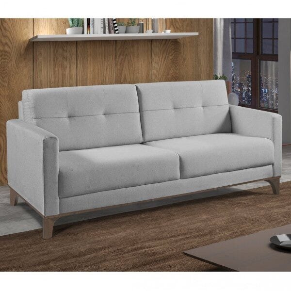 Sofá Com 3 Lugares Esteban  Cinza