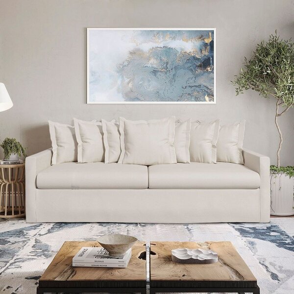 Sofá Com Capa 100% Removível E Lavável Enseada 240cm Marfim