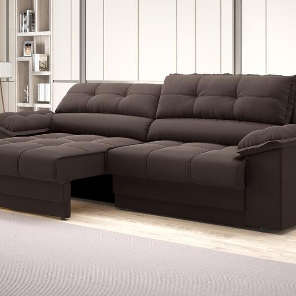 Sofá com Carregador USB e Molas no Assento Retrátil Reclináve