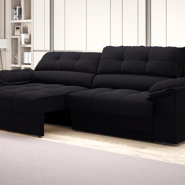 Sofá com Carregador USB e Molas no Assento Retrátil Reclináve