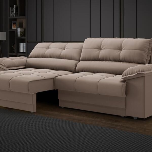 Sofá com Carregador USB e Molas no Assento Retrátil Reclináve