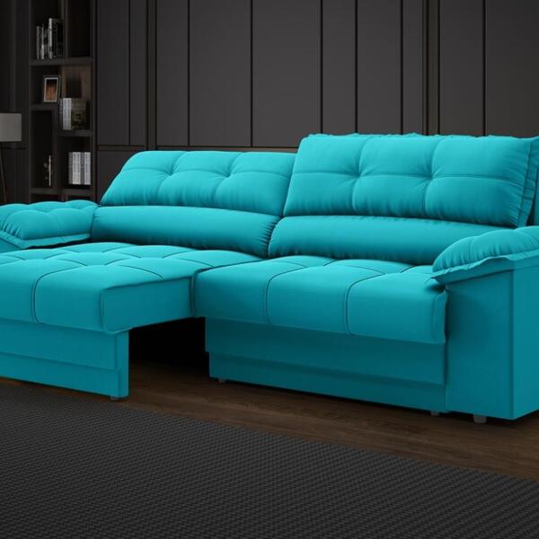 Sofá com Carregador USB e Molas no Assento Retrátil Reclináve