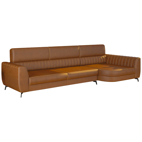 Sofá Com Chaise 3 Lugares 260cm Flames Courino Caramelo - Sal