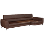 Sofá Com Chaise 3 Lugares 260cm Flames Courino Marrom - Salla