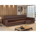 Sofá Com Chaise 3 Lugares 260cm Flames Courino Marrom - Salla
